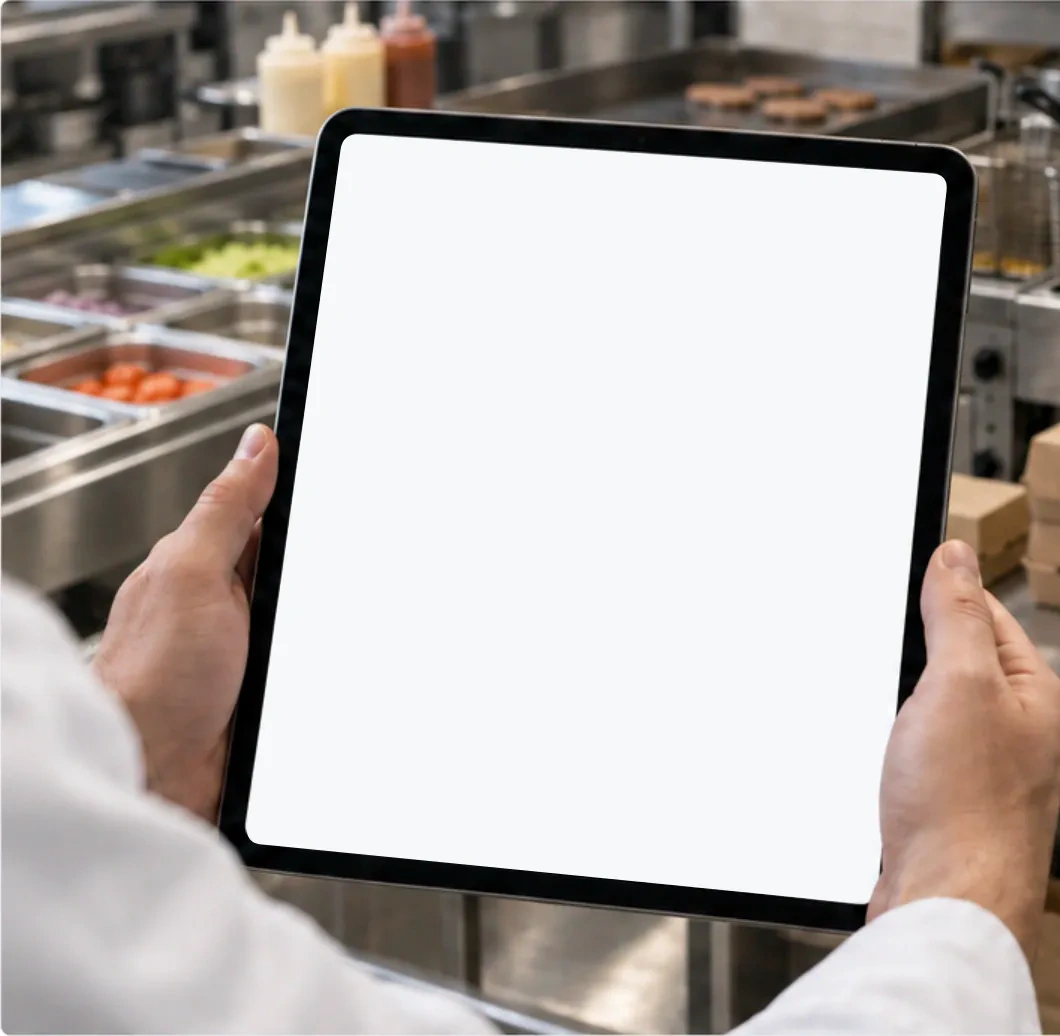 En cuisine, une tablette Enskel ouverte sur les contrôles du jour de Confluence.